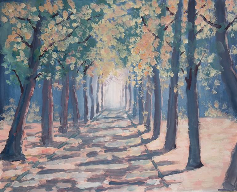 Tree line path to nowhere Painting by Joseph Verdejo | Saatchi Art