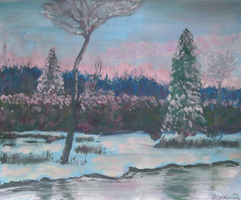 A daunting snowy landscape Painting by Joseph Verdejo | Saatchi Art