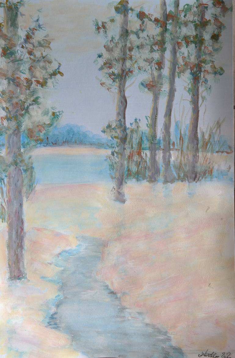 Stream and snow Painting by Joseph Verdejo | Saatchi Art