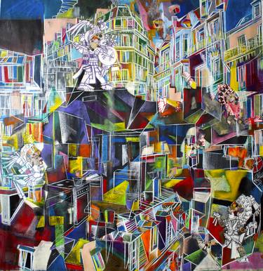 Original Cubism Architecture Paintings by Anicet Olivier