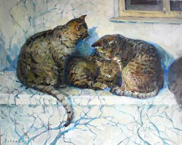 Print of Cats Paintings by Vira Ustianska