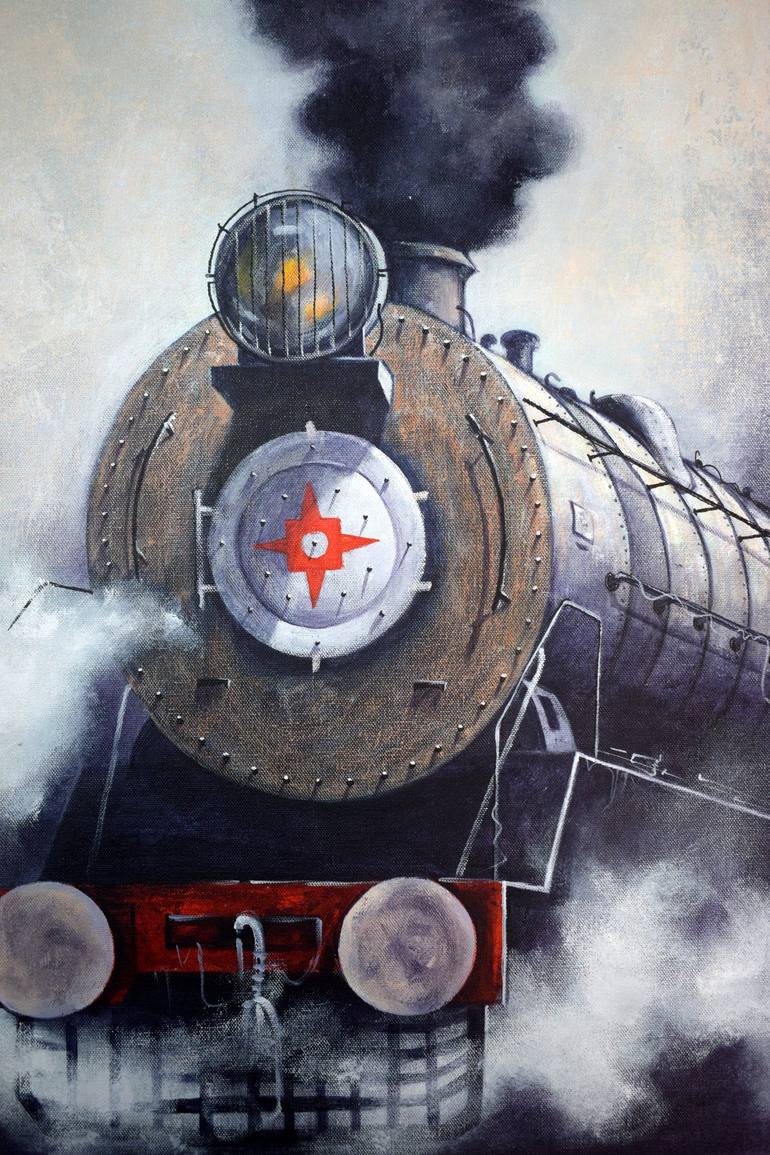 Original Train Painting by Kishore Pratim Biswas