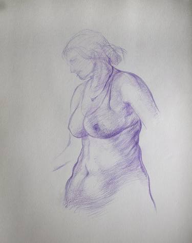 Original Figurative Nude Drawing by Kishore Pratim Biswas