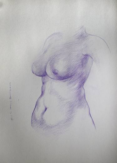 Original Impressionism Nude Drawings by Kishore Pratim Biswas