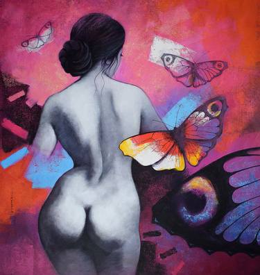 Original Expressionism Nude Paintings by Kishore Pratim Biswas