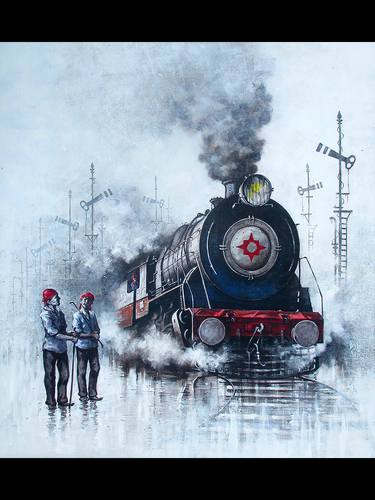 Print of Impressionism Train Paintings by Kishore Pratim Biswas