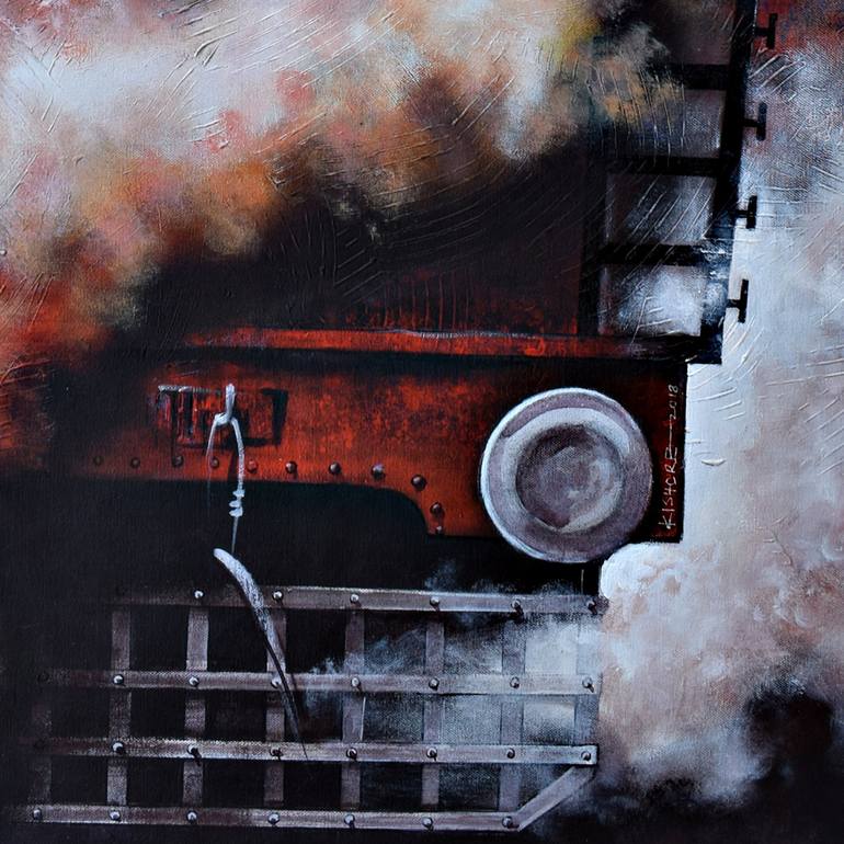 Original Train Painting by Kishore Pratim Biswas