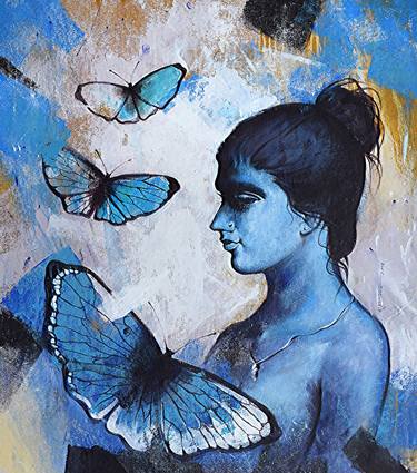 Original Abstract Expressionism Women Paintings by Kishore Pratim Biswas