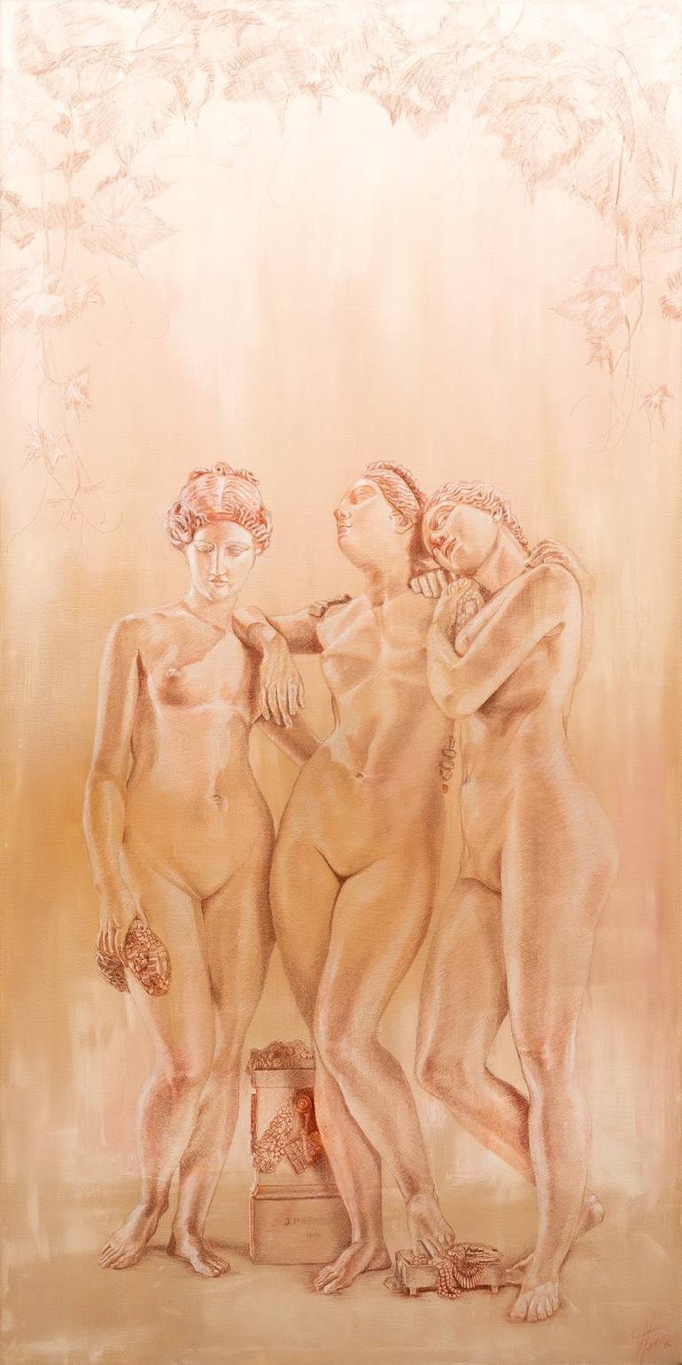 Les Trois Grâces de Pradier Painting by Flávio de Barros | Saatchi Art