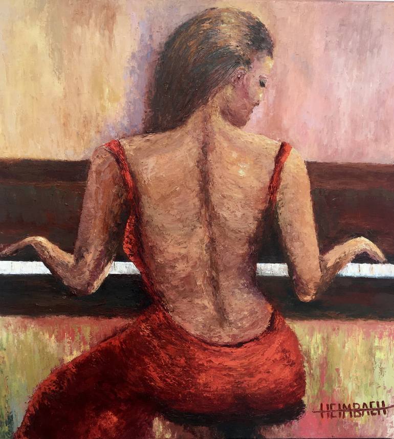 Woman Playing Piano Painting By Olga Heimbach Saatchi Art