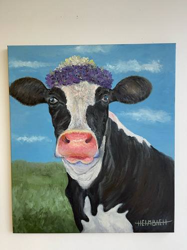 Original Abstract Expressionism Cows Paintings by Olga Heimbach