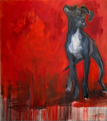 Original Fine Art Dogs Paintings by Nancy Levinson