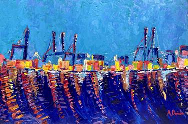 Original Abstract Cities Paintings by Adriana Dziuba