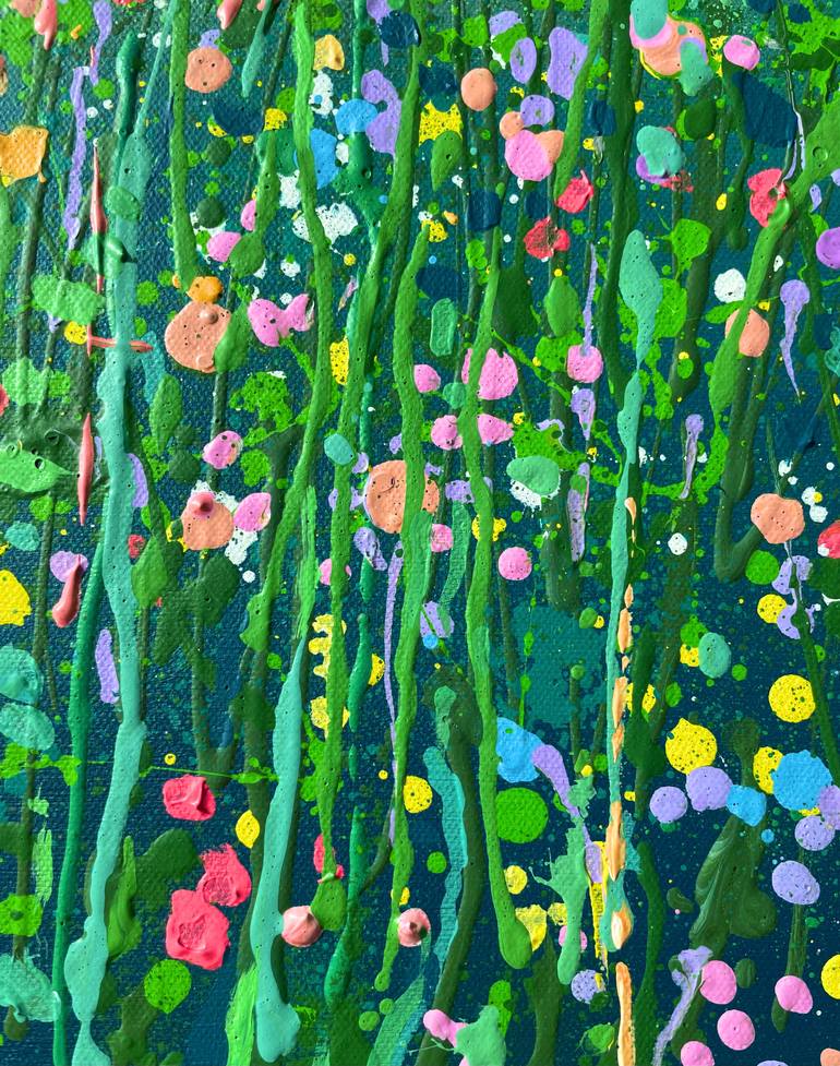 Original Abstract Expressionism Floral Painting by Adriana Dziuba