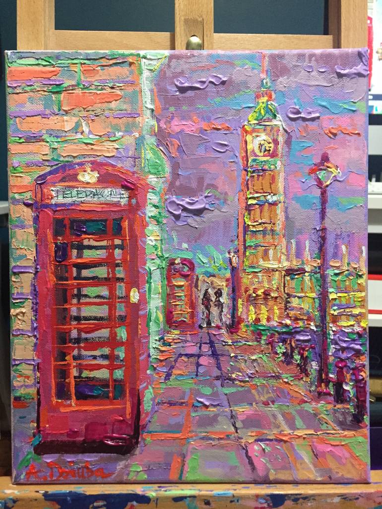 Original Abstract Cities Painting by Adriana Dziuba