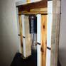 Original lamp, 2 types of marble, steel, glass and leather.