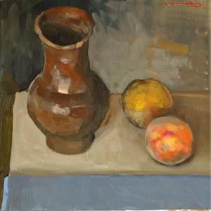 Jug and peaches