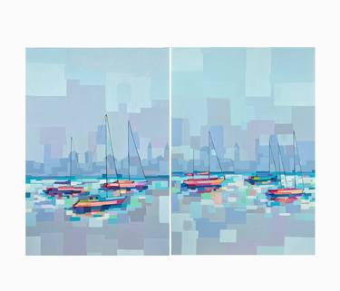 Original Abstract Boat Paintings by Alma Ramirez