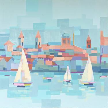 Print of Cubism Boat Paintings by Alma Ramirez