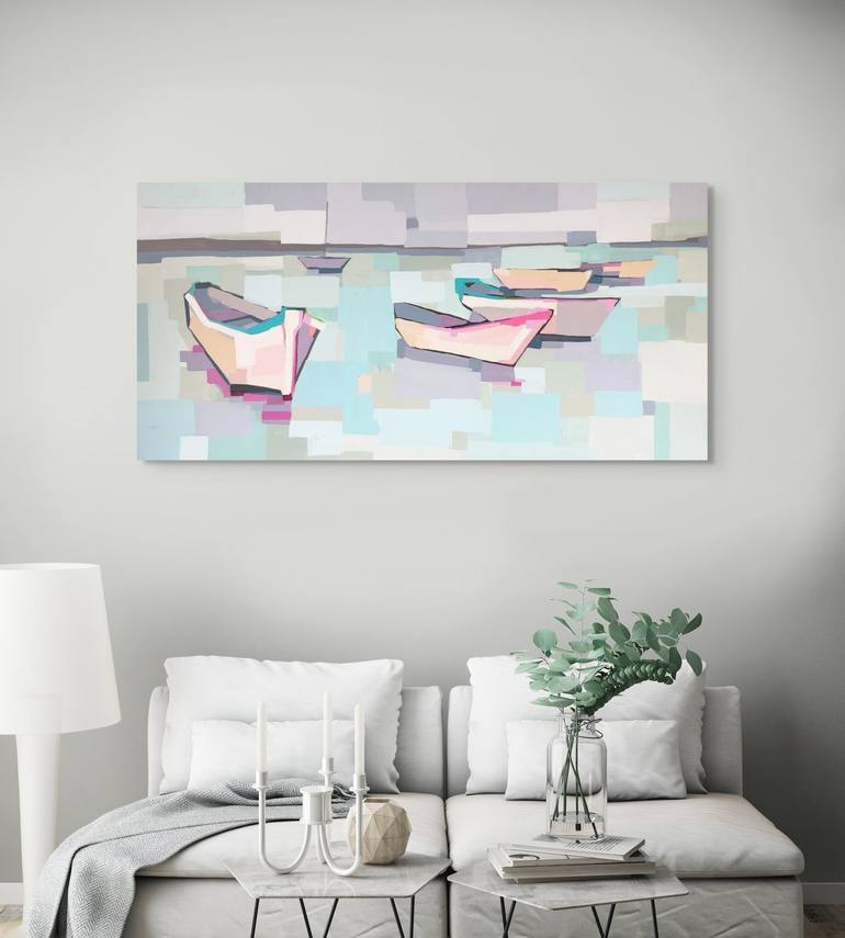 Original Abstract Boat Painting by Alma Ramirez