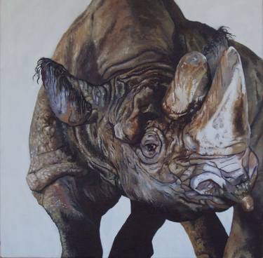 portrait of a rhino SOLD thumb