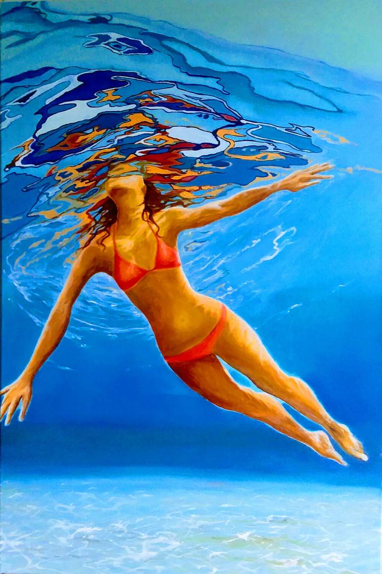 Original Figurative Beach Painting by Sheila Carey