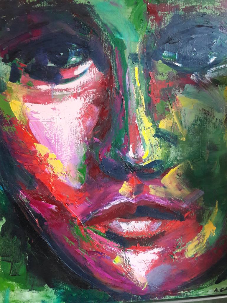 Original Abstract Portrait Painting by Alessia Cairoli