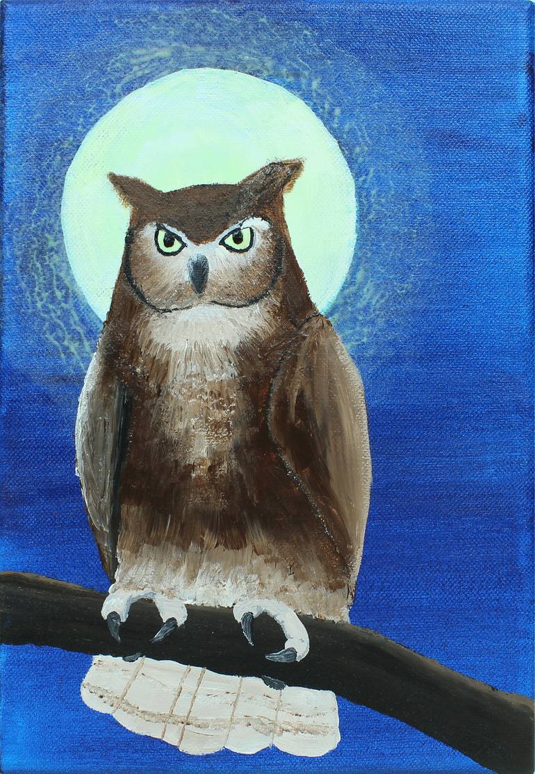 Dark Owl Painting by Sabrina Sauvé | Saatchi Art