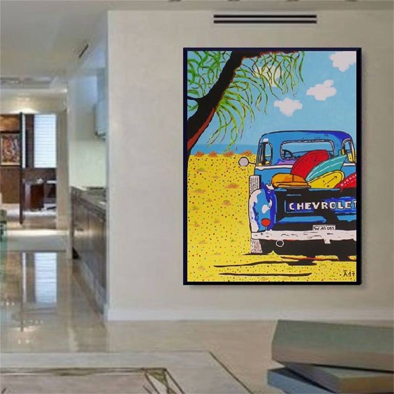 Original Pop Art Automobile Painting by Allesandra Tiller