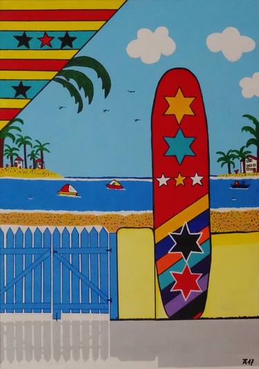 Original Pop Art Beach Paintings by Allesandra Tiller