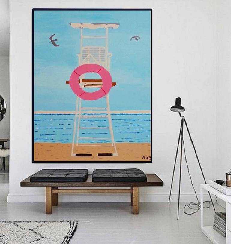 Original Pop Art Beach Painting by Allesandra Tiller