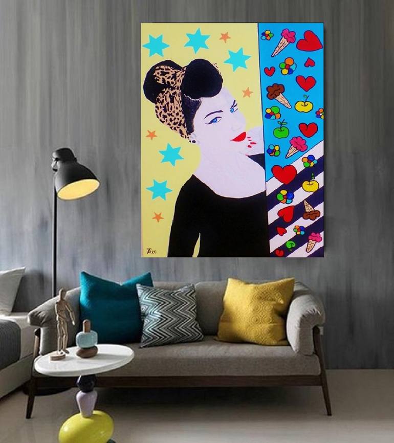 Original Pop Art Women Painting by Allesandra Tiller