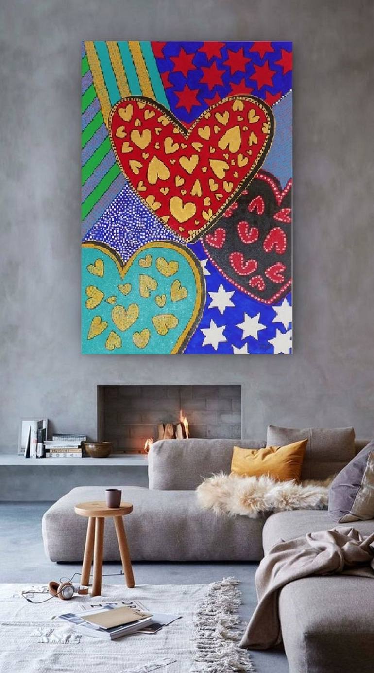 Original Pop Art Love Painting by Allesandra Tiller