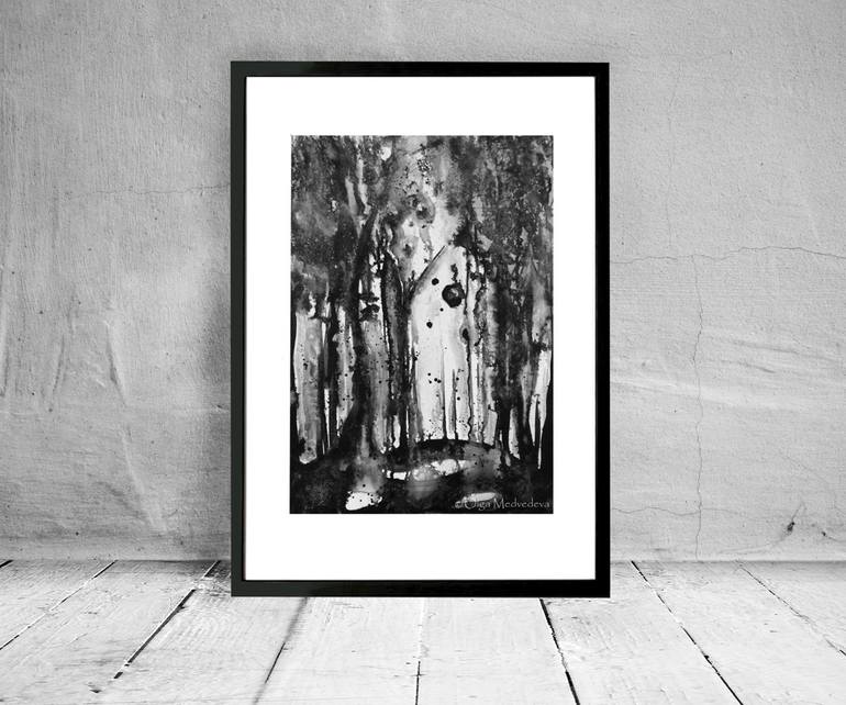 Original Abstract Landscape Drawing by Olga Medvedeva