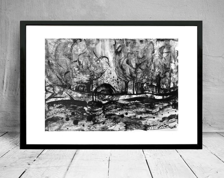 Original Abstract Landscape Drawing by Olga Medvedeva