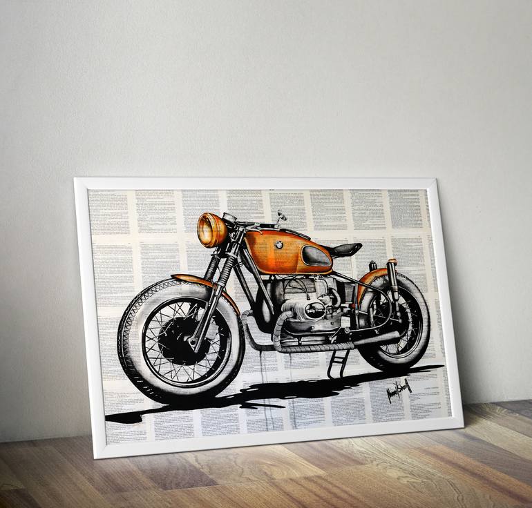Original Motorcycle Drawing by Ahmad Shariff