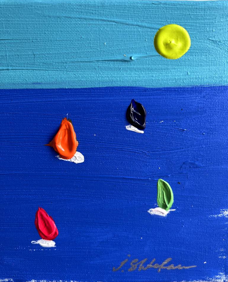 Original Abstract Sailboat Painting by Iren Shtefan