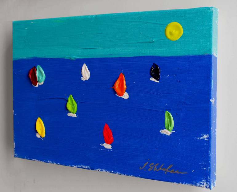 Original Abstract Sailboat Painting by Iren Shtefan