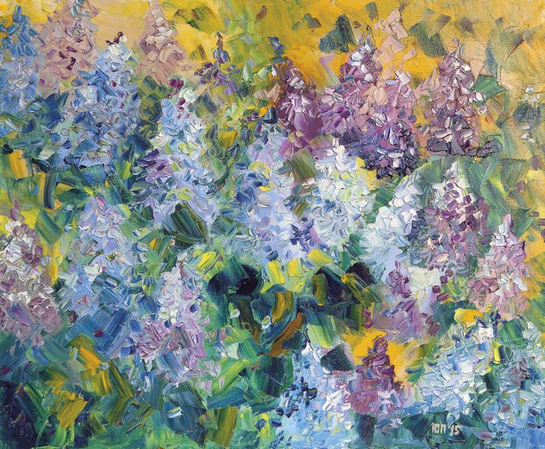 Sea of lilacs Painting by Julia Pinezhaninova | Saatchi Art