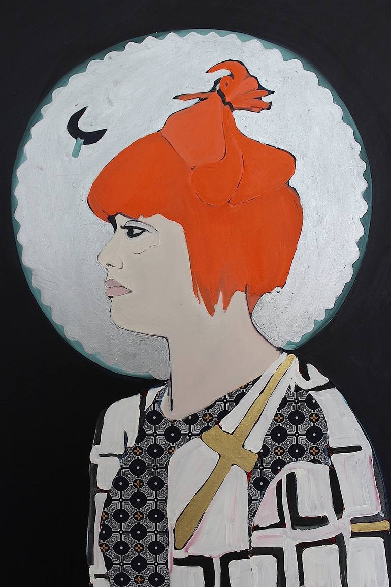 Original Art Deco Portrait Painting by Nicola Wiltshire