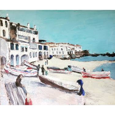Original Fine Art Beach Paintings by rosy modet