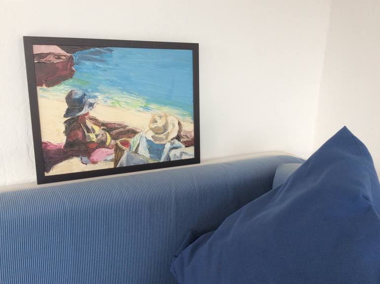 Original Impressionism Beach Painting by Rosy Modet