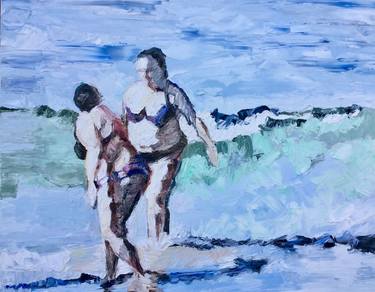 Original Figurative Beach Paintings by rosy modet