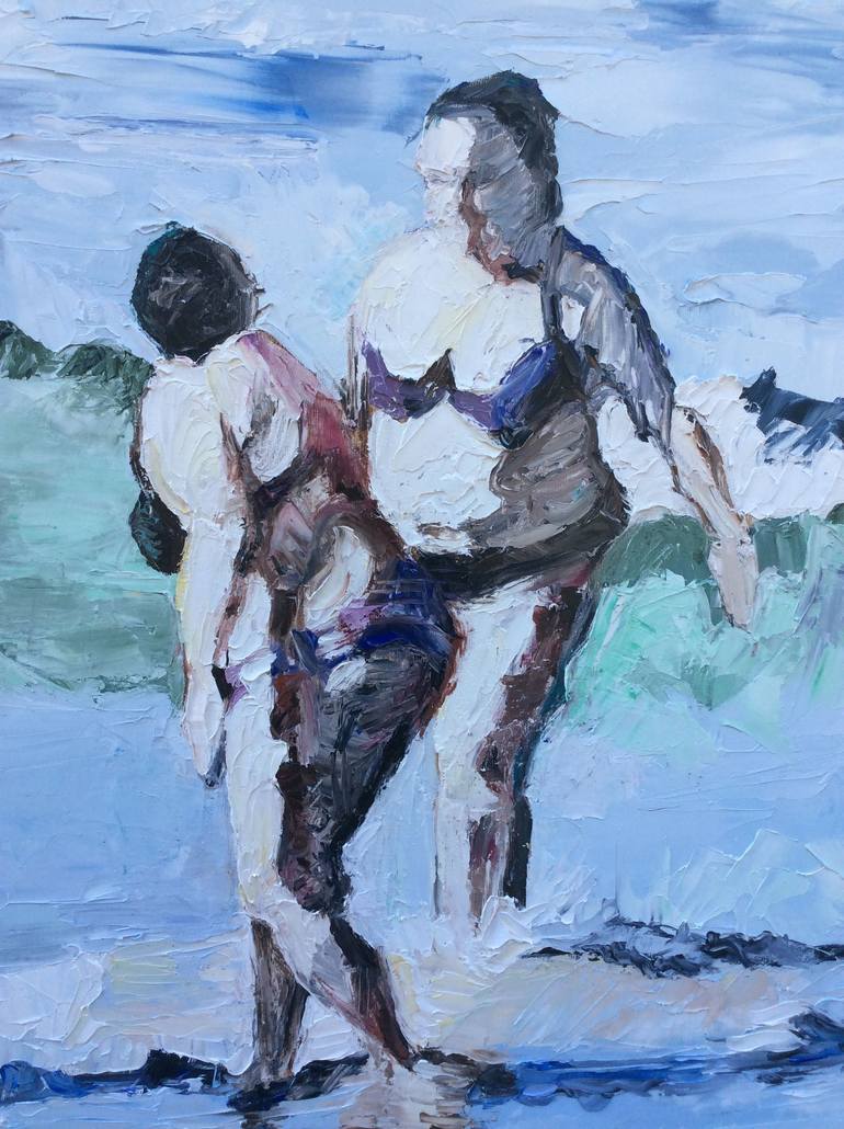 Original Figurative Beach Painting by rosy modet