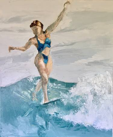 Original Figurative Beach Paintings by rosy modet