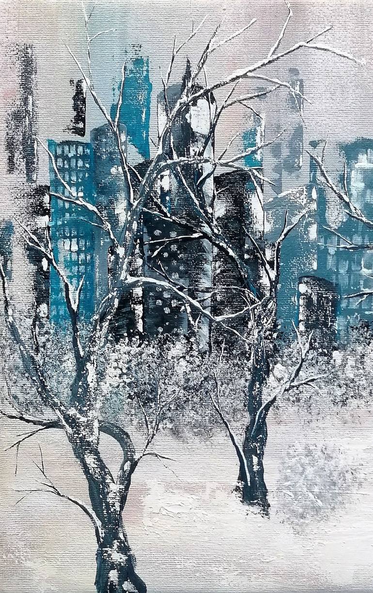 Original Abstract Architecture Painting by Anne Robin