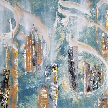 Original Abstract Architecture Paintings by Anne Robin