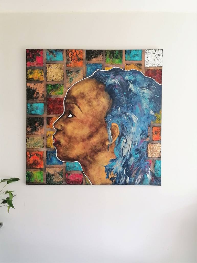 Original Abstract Portrait Painting by Anne Robin