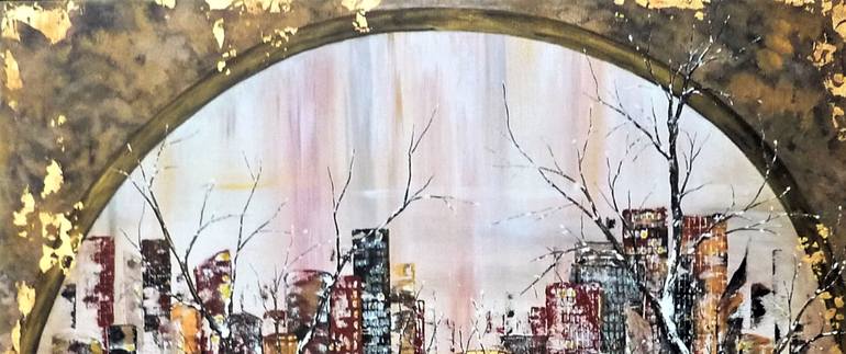 Original Abstract Architecture Painting by Anne Robin