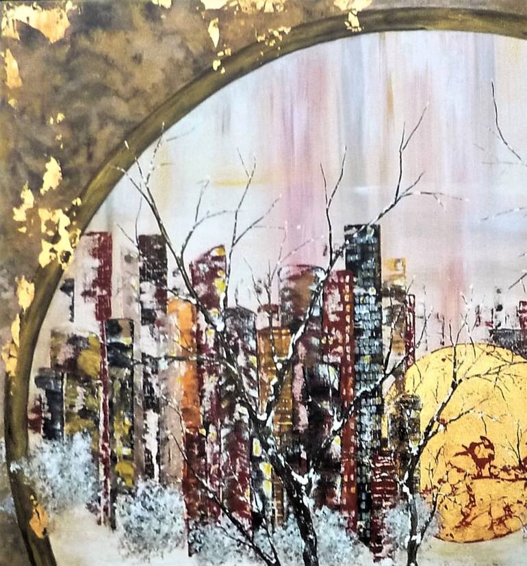 Original Abstract Architecture Painting by Anne Robin